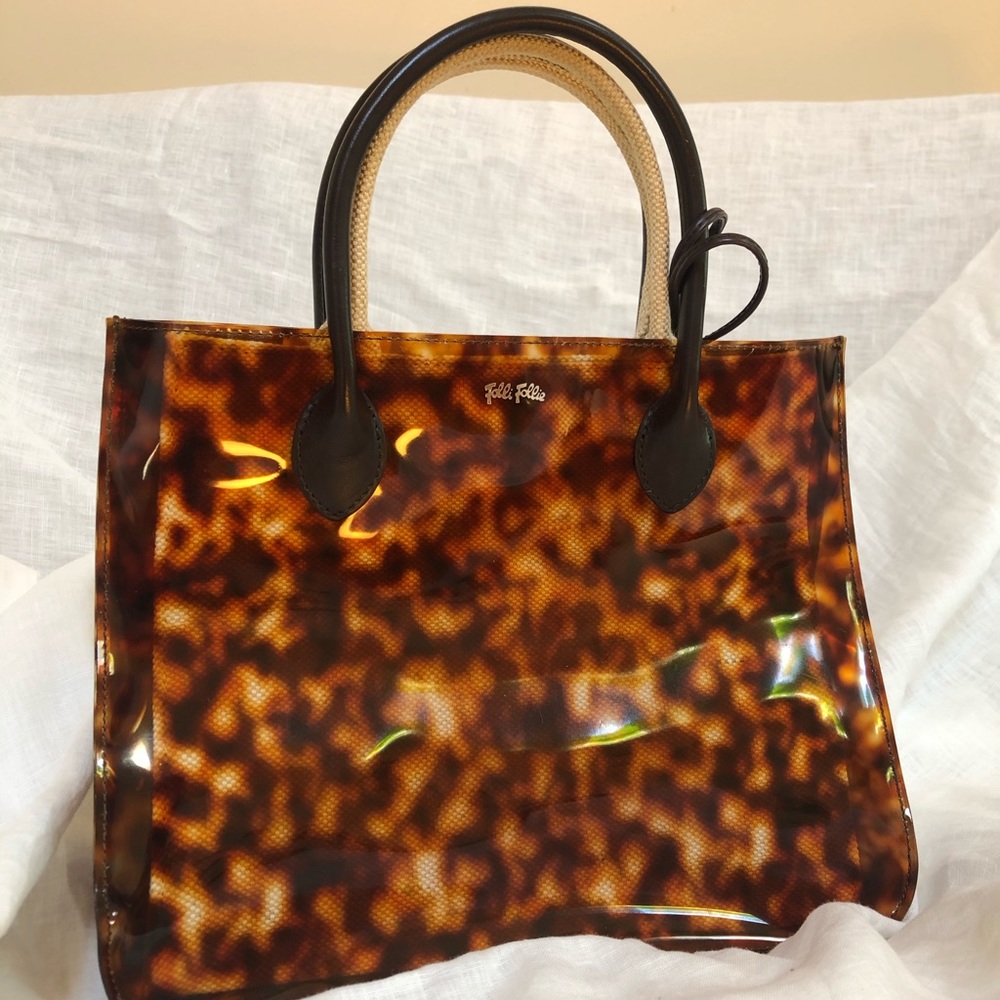 Cute Folli Follie Leopard Print Clear Handbag